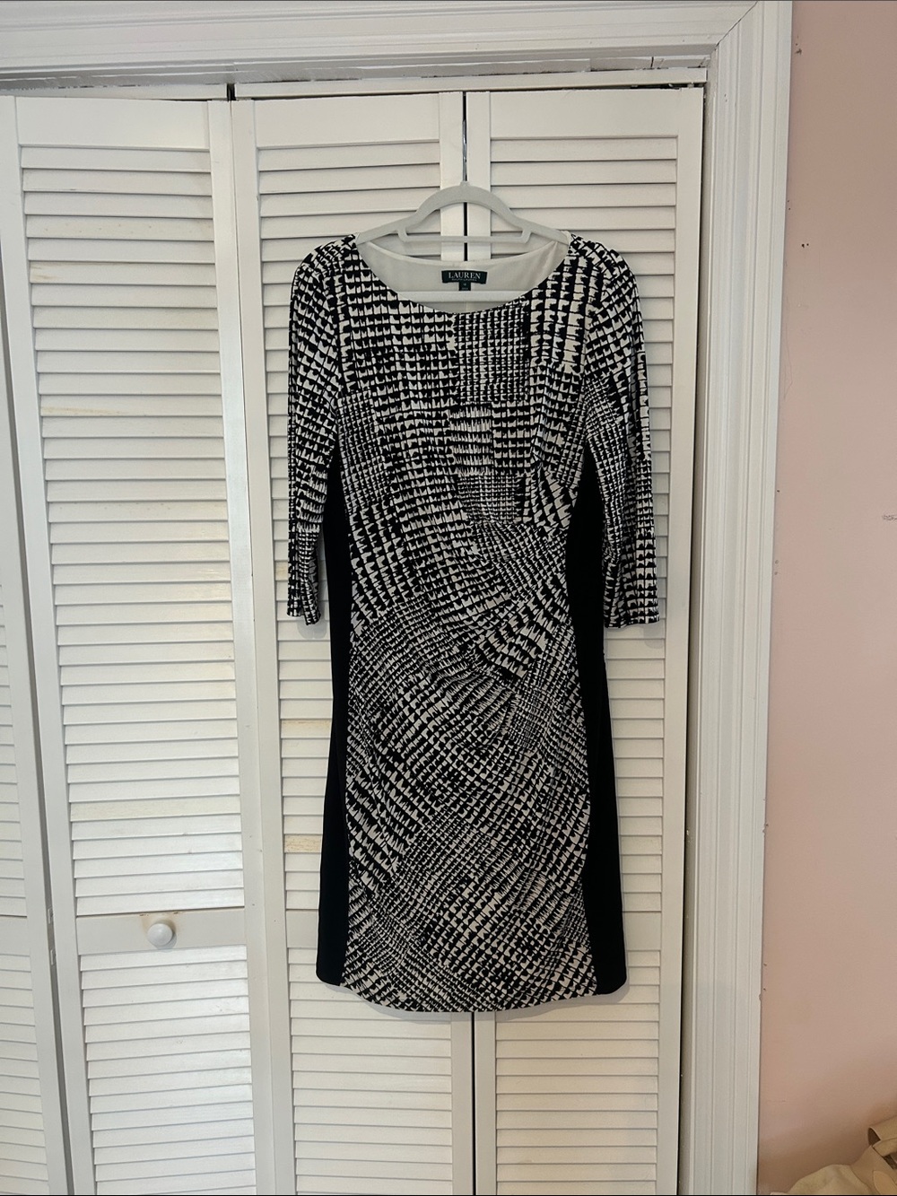Ralph Lauren Black & White Patterned Midi Dress